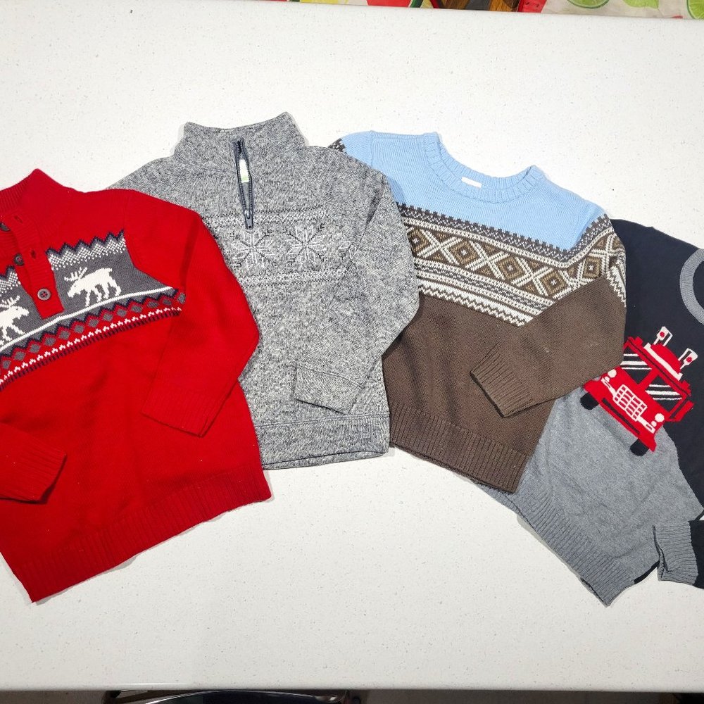 4 Boys' Sweaters - Christmas/Winter/Fall